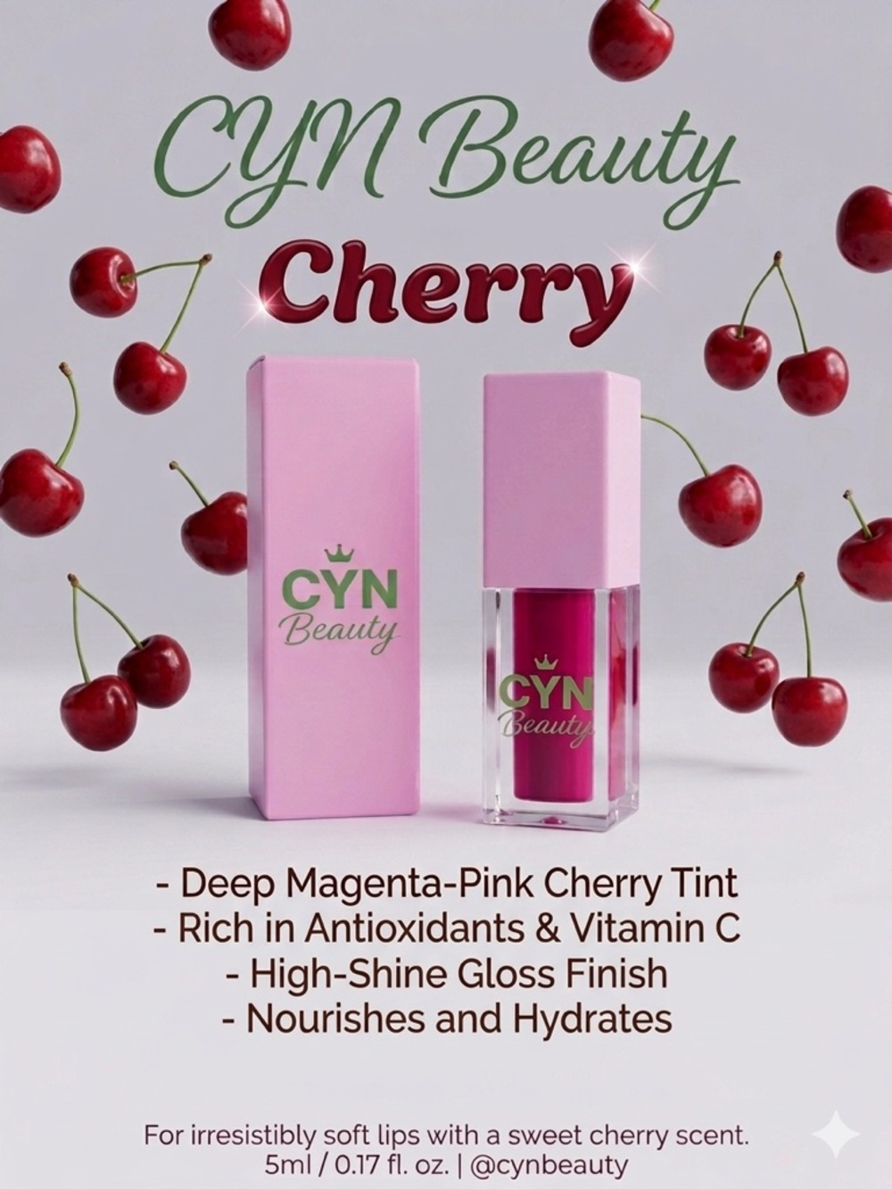 Cherry Deep Magenta-Pink Lip Tint